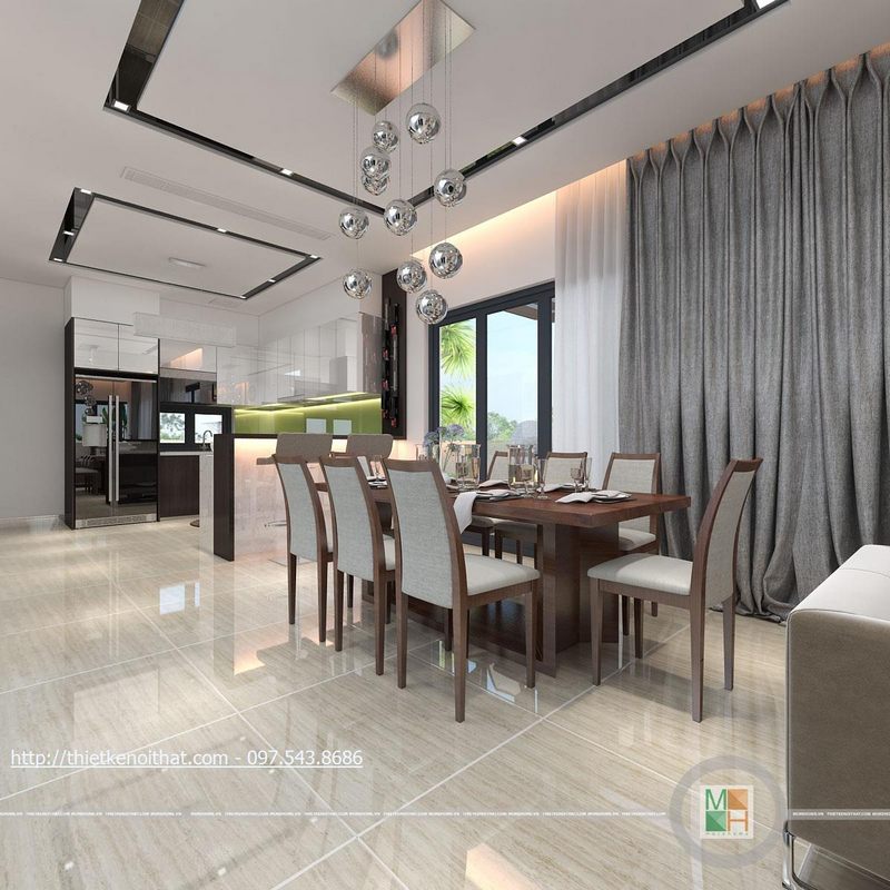 Thiết kế nội thất phòng bếp biệt thự hiện đại Gamuda Garden Yên Sở Hoàng Mai Hà Nội